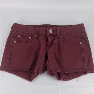 D160 American Eagle maroon denim shorts 0 FINAL PRICE
